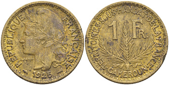 Французский Камерун 1 франк 1925 (а), монетный двор Париж KM 2 алюминиевая бронза 33-712