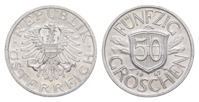 Австрия 50 грошей 1947 KM 2870 алюминий UNC 4136-327