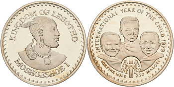 Лесото 250 малоти 1979 ESSAI, международный год защиты детей, тираж 5 экз. KM Pn 13 медно-никель PROOF 10-016-10