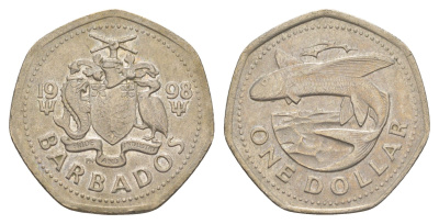 Барбадос 1 доллар 1998 летучая рыба KM 14.2 медно-никель 4514-1141