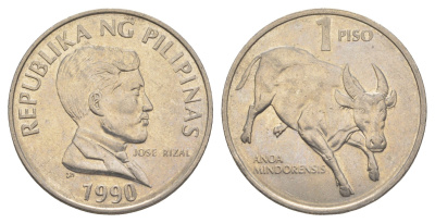 Филиппины 1 писо 1990 KM 243.1 медно-никель UNC 4635-1132