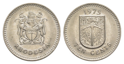 Родезия 10 центов 1975 KM 14 медно-никель UNC 4179-713