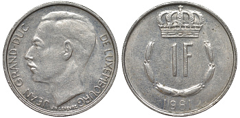Люксембург 1 франк 1981 KM 55 медно-никель 4143-115
