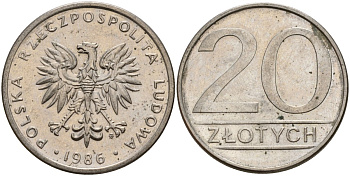 Польша 20 злотых 1986 MW Y 153.1 медно-никель 4187-645