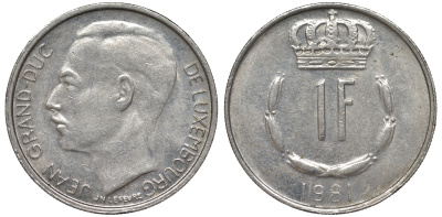 Люксембург 1 франк 1981 KM 55 медно-никель 4143-115