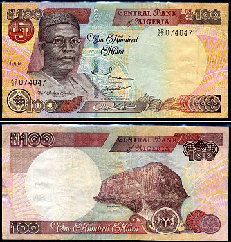 Нигерия 100 найра 1999 Обафеми Аволово, гора Зума Ро Pick 28 b бумага 8592-34-1-1