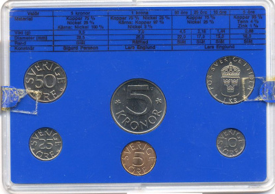 Швеция набор монетного двора из 6 монет 1979 в пластике Карл XVI Густав (1973- ) KM MS11 UNC 5-4-2-87