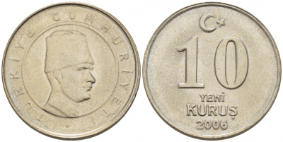 ТУРЦИЯ 10 КУРУШЕЙ 2006 KM 1166 медь никель цинк 3309-1129