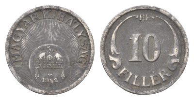 Венгрия 10 филлеров 1942 BP KM 507a железо 4665-744