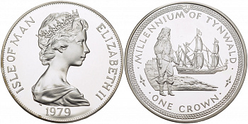 Остров Мэн 1 крона 1979 1000 летие Тинвальду (парламенту), солдат КМ 49a серебро PROOF 1081-6-22
