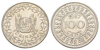 Суринам 100 центов 1987 KM 23 медно-никель UNC 4624-324