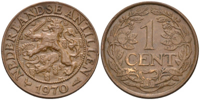 Нидерландские Антилы 1 цент 1970 Юлиана (1948-1980) KM 1 бронза 3955-1214