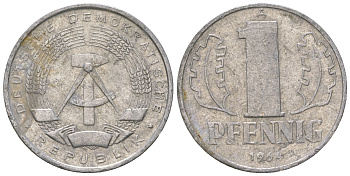 ГДР 1 пфенниг 1964 А KM 8.1 алюминий 3458-312