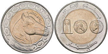 Алжир 100 динаров 2002 KM 132 биметалл UNC 4619-314