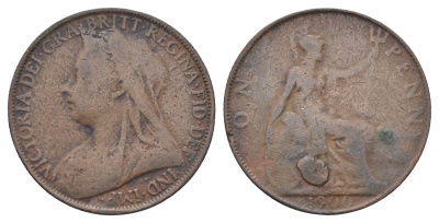 Великобритания 1 пенни 1900 Виктория (1837-1901) KM 790, Spink 3961 бронза 4661-432