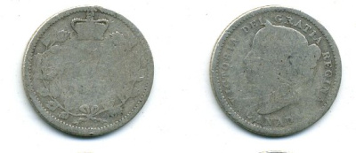 КАНАДА 10 ЦЕНТОВ ND ВИКТОРИЯ серебро 46-1035