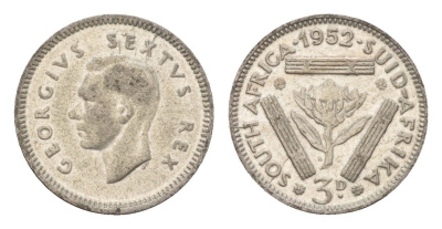 ЮАР 3 пенса 1952 KM 35.2 серебро 105-1241