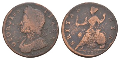 Великобритания 1/2 пенни 1730 Георг II (1727-1760) KM 566, Spink 3717 медь 1519-321