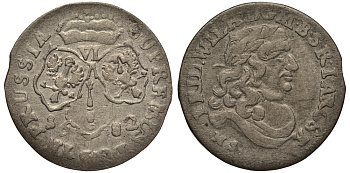 Бранденбург-Пруссия 6 грошей 1682 HS, Фридрих Вильгельм (1640-1688), вес 3,38 гр. KM 429 серебро 1516-335