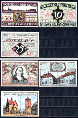 Грефенхайнихен (Пруссия, Саксония) набор из 3 нотгельдов 1921 7556-12-3-2