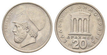 Греция 20 драхм 1984 Перикл, пантеон KM 133 медно-никель 4667-915