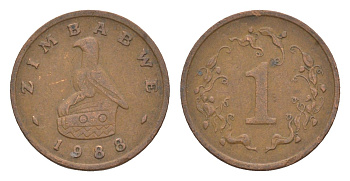Зимбабве 1 цент 1988 птица-идол KM 1 бронза 4655-739
