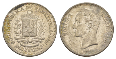 Венесуэла 2 боливара 1988 Симон Боливар Y 43 никель 4599-1241