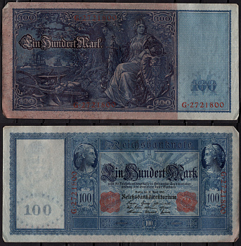 Германия 100 марок 1910 Pick 42 (1) бумага 7191-46-2-2