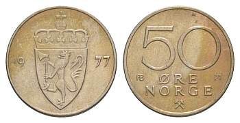 Норвегия 50 эре 1977 Улаф V (1957-1991) KM 418 медно-никель 4635-446
