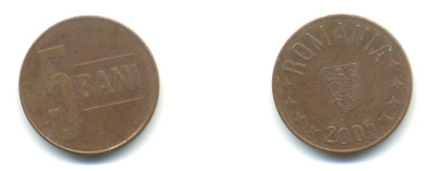 Румыния 5 бани 2005 KM 190 сталь плакированная медью 176-736