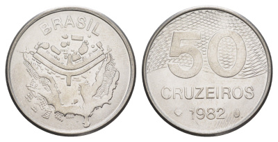 Бразилия 50 крузейро 1982 KM 594.1 нержавеющая сталь UNC 4642-1232