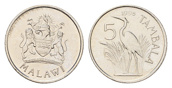 Малави 5 тамбал 1995 KM 32.1 сталь плакированная никелем UNC 4588-952