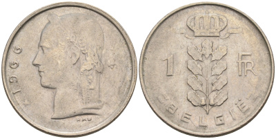 БЕЛЬГИЯ 1 ФРАНК 1966 BELGIE KM 143.1 медно-никель 4563-1252