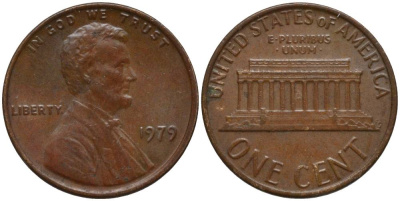 США 1 ЦЕНТ 1979 ЛИНКОЛЬН KM 201 медь цинк 4547-647