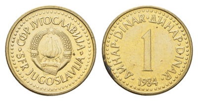 Югославия 1 динар 1984 KM 86 никель латунь 4674-747