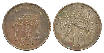 Ямайка 10 центов 1975 бабочка KM 47 медно-никель 4624-937