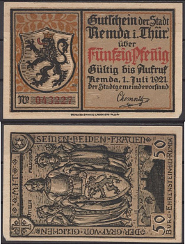 Ремда 50 пфеннигов 1921 Mehl Grabowski 1115.1c-3/3 бумага 8592-1-2-1