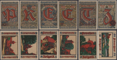 Прец полный набор из 6 нотгельдов (50 пфеннигов) 1921 Grabowski 1071.3 бумага UNC (пресс) 7556-9-3-2