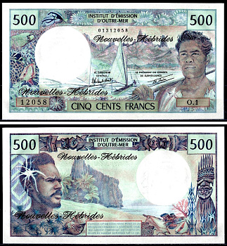 Новые Гебриды 500 франков 1980 Рыбак Pick 19 с бумага UNC (пресс) 451-739-1