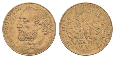 Франция 10 франков 1982 100 лет со дня смерти Леона Гамбетта KM 950 никель латунь 4637-312