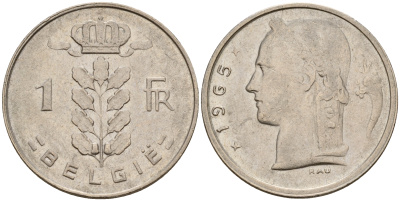 Бельгия 1 франк 1965 Belgie KM 143.1 медно-никель    4187-141