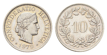 Швейцария 10 раппенов 1979 KM 27 медно-никель 4705-864