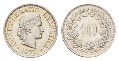 Швейцария 10 раппенов 1979 KM 27 медно-никель 4705-864