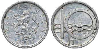 Чехия 10 геллеров 2000 KM 6 алюминий 4124-612