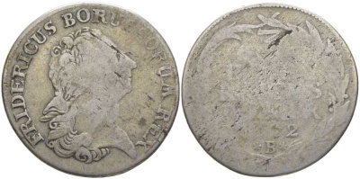 ПРУССИЯ 1/3 ТАЛЕРА 1772 В, ФРИДРИХ II (1740-1786) КМ 303 серебро 4391-317