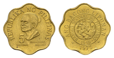Филиппины 5 сентимо 1975 KM 206 латунь UNC 4640-346