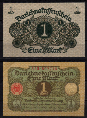 Германия 1 марка 1920 Pick 58 бумага 7198-27-1-1