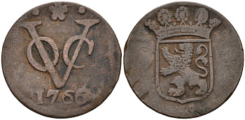 Нидерландская Восточная Индия, Голландия (Holland) 1 дуит 1766 KM 70 медь 4575-827