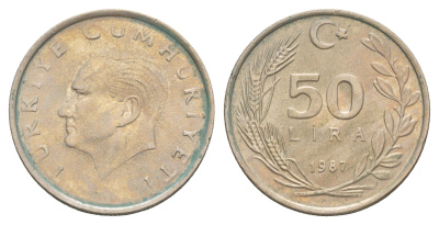 Турция 50 лир 1987 Кемаль Ататюрк KM 966 медь цинк никель 4654-355