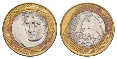 Бразилия 1 реал 2007 KM 652a биметалл UNC 4646-124